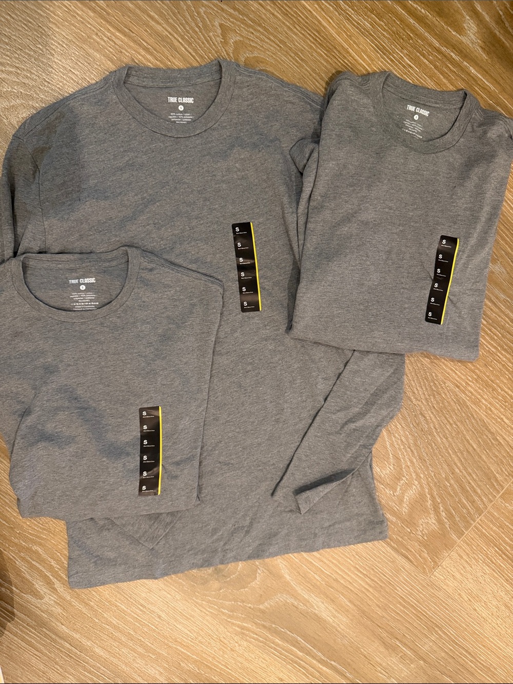 True Classic Bundle Men’s Heather Gray Crew Neck Long Sleeve Shirts- Size S NWOT